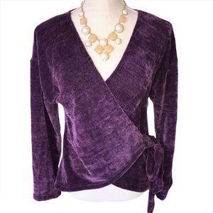 Secret Charm Purple Chenille Wrap Top L